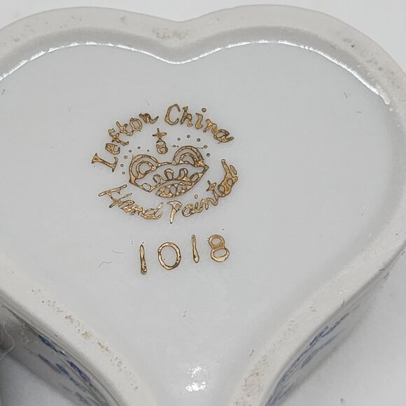 Lefton Trinket Box Heart Shaped "I Love You" Hand Painted Ceramic 2" - Picture 4 of 10